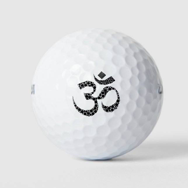 Om Symbol Black and White Golf Balls (Front)