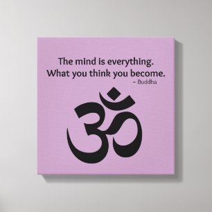Om Symbol - Buddha Quote Canvas Print