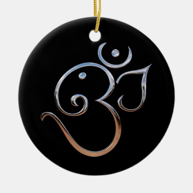 Om Symbol Ceramic Tree Decoration (Front)