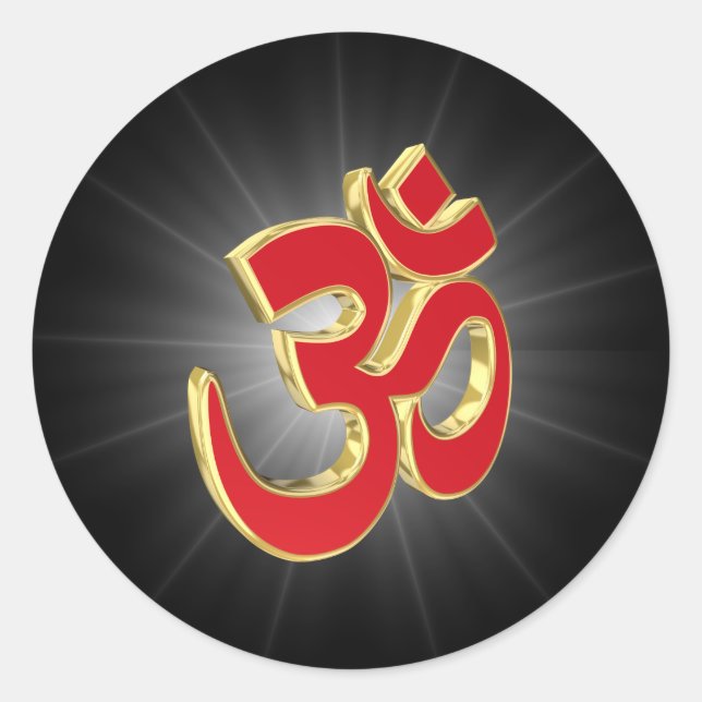 Om symbol classic round sticker (Front)