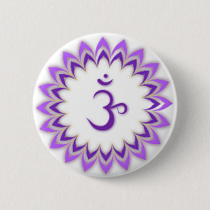 Om Symbol / Crown Chakra 6 Cm Round Badge
