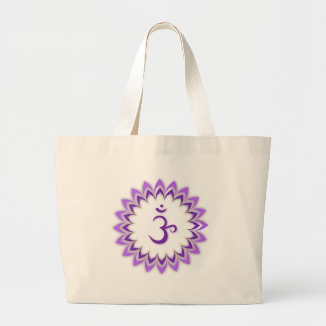Om Symbol / Crown Chakra Large Tote Bag (Front)