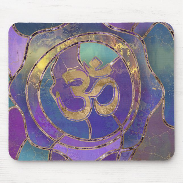 Om Symbol Golden and Paint texture Mouse Pad (Front)