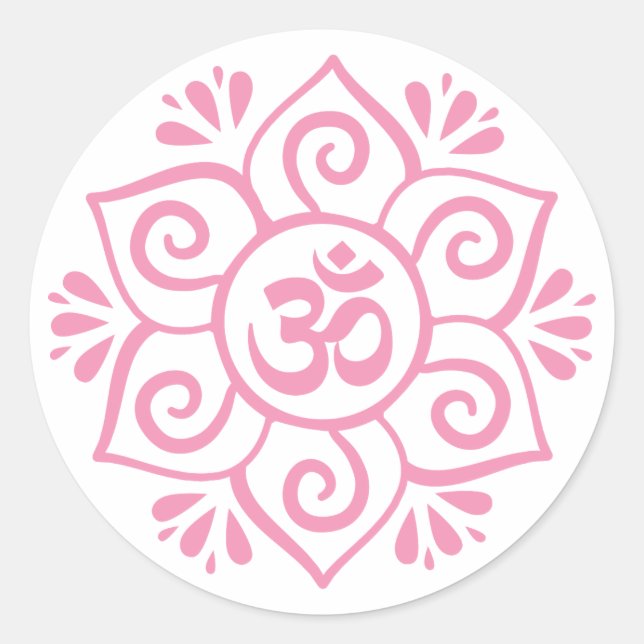 Om symbol in lotus petal mandala classic round sticker (Front)