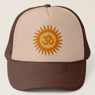 Om Symbol in Radiant Sun Spiritual Hindu Design Trucker Hat