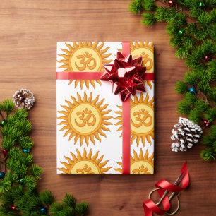 Om Symbol in Radiant Sun Spiritual Hindu Design Wrapping Paper