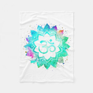 *~* Om Symbol Lotus Flower Mandala White New Age Fleece Blanket