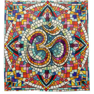 OM Symbol Lotus Mandala Mosaic Shower Curtain