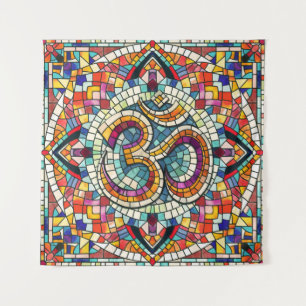 OM Symbol Lotus Mandala Mosaic Tapestry