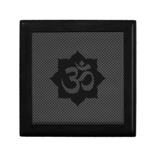 OM Symbol Lotus Spirituality Carbon Fibre Decor Gift Box