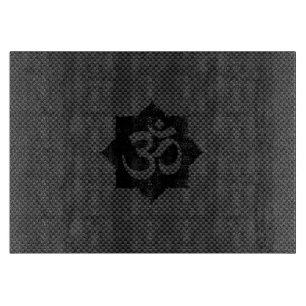 OM Symbol Lotus Spirituality in Carbon Fibre Style Cutting Board