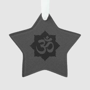 OM Symbol Lotus Spirituality in Carbon Fibre Style Ornament