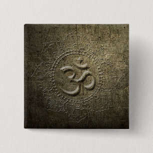 OM Symbol Mandala Bronze Metal effect 1 Button