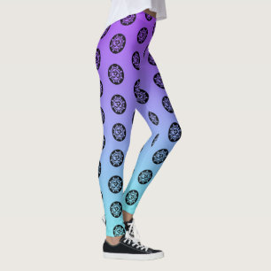Om Symbol Motif All-Over Repeat on Lavender Blue Leggings
