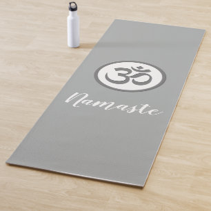 Om Symbol Namaste Grey Yoga Mat