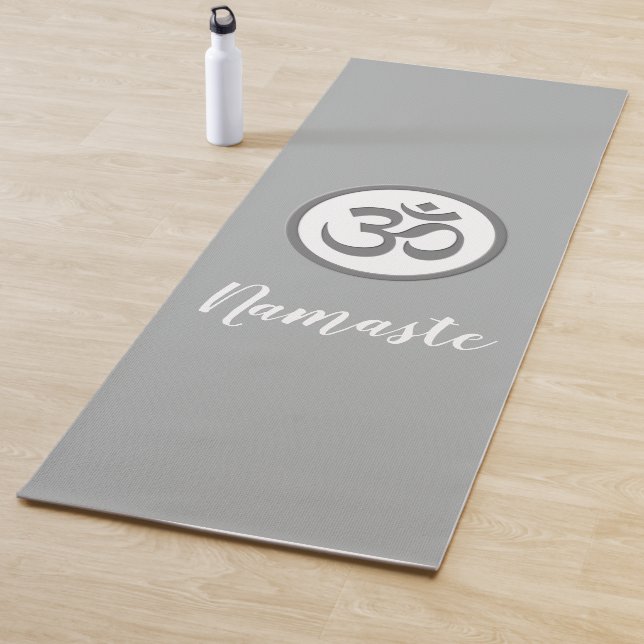 Om Symbol Namaste Grey Yoga Mat (In Situ)