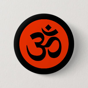 Om Symbol on Black and Orange Badge