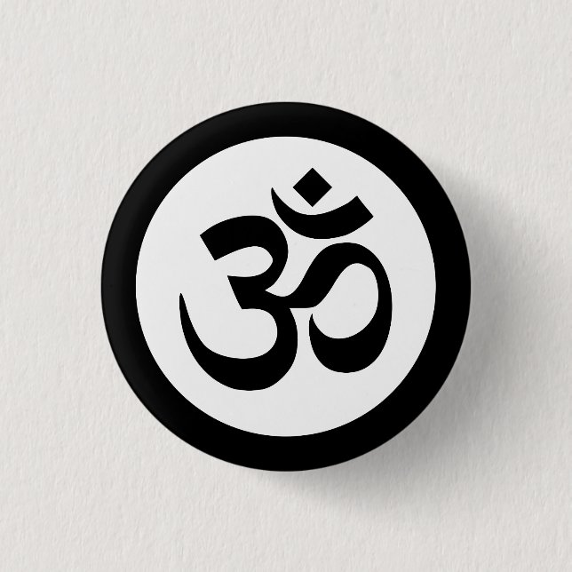 Om Symbol on Black and White Badge (Front)