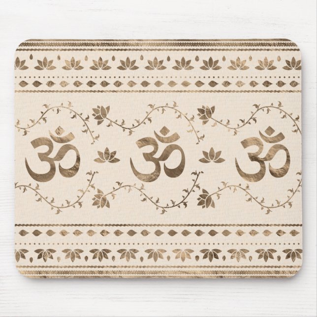 OM symbol ornament - pastel gold Mouse Pad (Front)