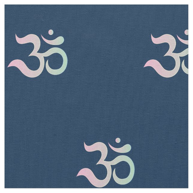 Om symbol pattern Sanskrit pastel pink green blue Fabric (Close Up)