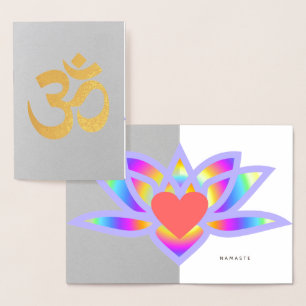 Om Symbol Rainbow Lotus Foil Card