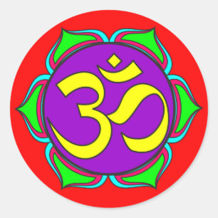 om symbol sacred Buddhism religion zen yoga flower Classic Round Sticker