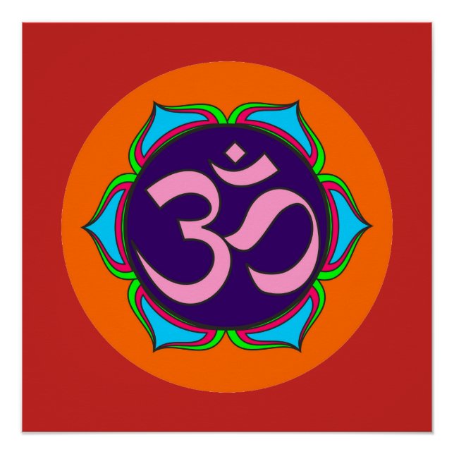 om symbol sacred Buddhism religion zen yoga flower Poster (Front)