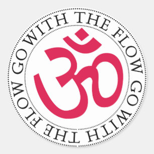 Om Symbol & Slogan Classic Round Sticker