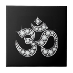 Om Symbol with "Diamond" Stones Tile