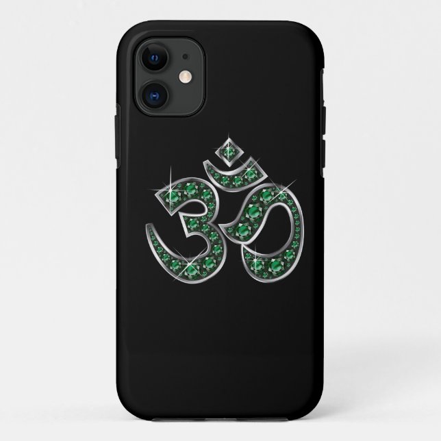 Om Symbol with "Emerald" Stones Case-Mate iPhone Case (Back)