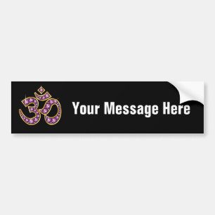 Om Symbol with "Garnet" Stones Bumper Sticker