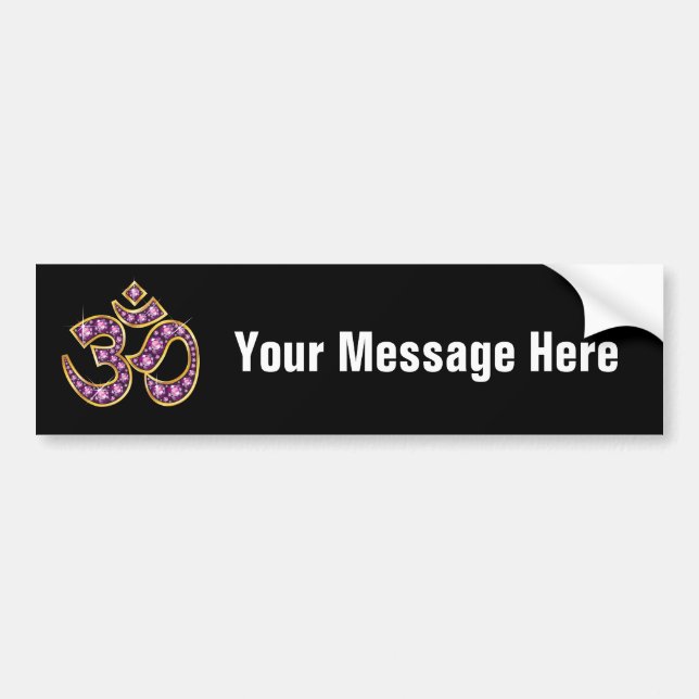 Om Symbol with "Garnet" Stones Bumper Sticker (Front)