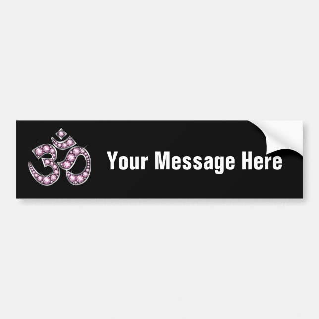 Om Symbol with "Rose Quartz" Stones Bumper Sticker (Front)