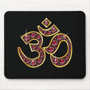 Om Symbol with "Ruby" Stones Mouse Pad