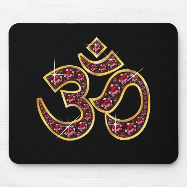 Om Symbol with "Ruby" Stones Mouse Pad (Front)