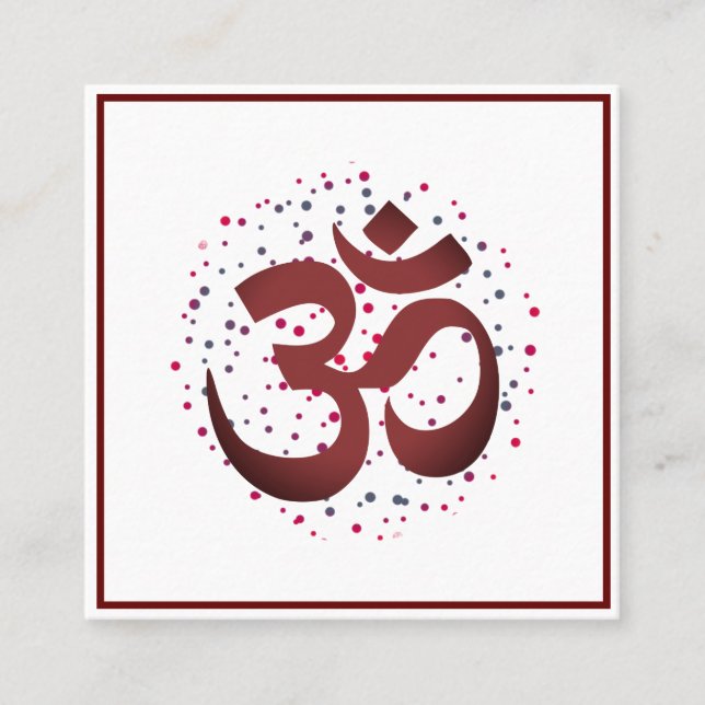 OM Symbol Yoga Meditation Instructor Square Business Card (Front)