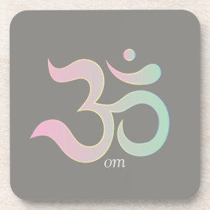 Om symbol zen pastel pink green grey coaster