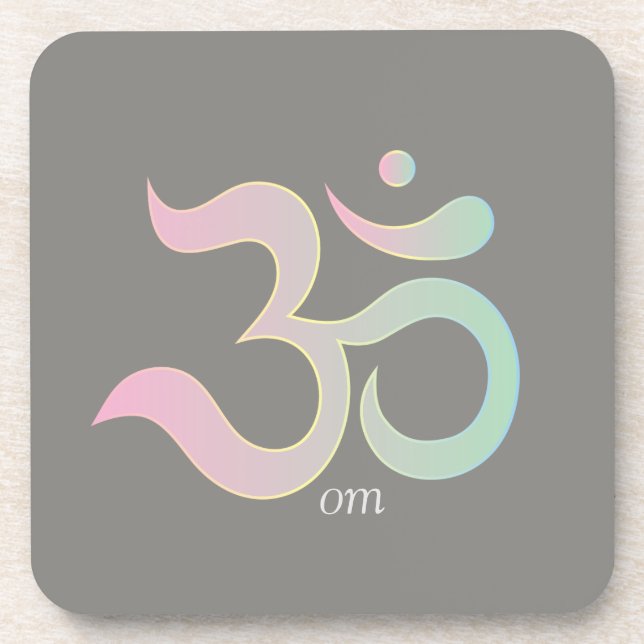 Om symbol zen pastel pink green grey coaster (Front)