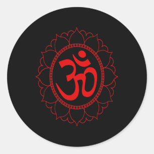 Om T Shirt Gift Yoga Spiritual Mandala Meditation Classic Round Sticker