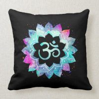 *~* Om Watercolor Aum Turquoise Blue Magenta black
