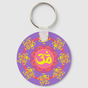 Om with Swirls and Colours! Key Ring