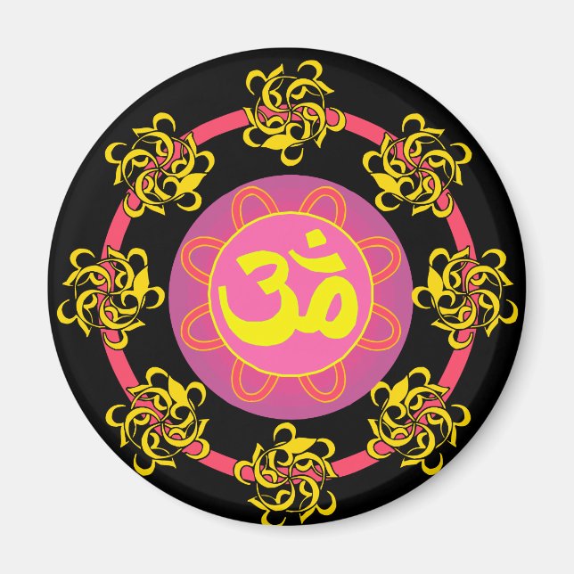 Om with Swirls and Colours! Magnet (Front)