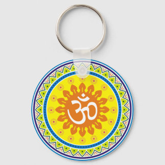Om with Traditional Indian style Mandana Key Ring
