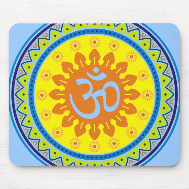 Om with Traditional Indian style Mandana Mouse Pad (Front)