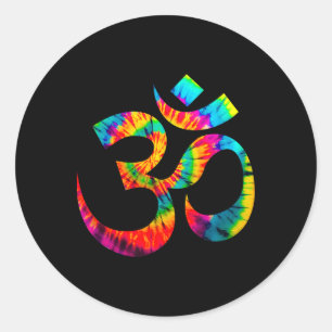 Om Yoga Aum Ohm Hindu Spiritual Meditation Tie Dye Classic Round Sticker