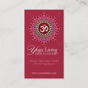 Om Yoga Pink Energy Healing New Age Business Cards