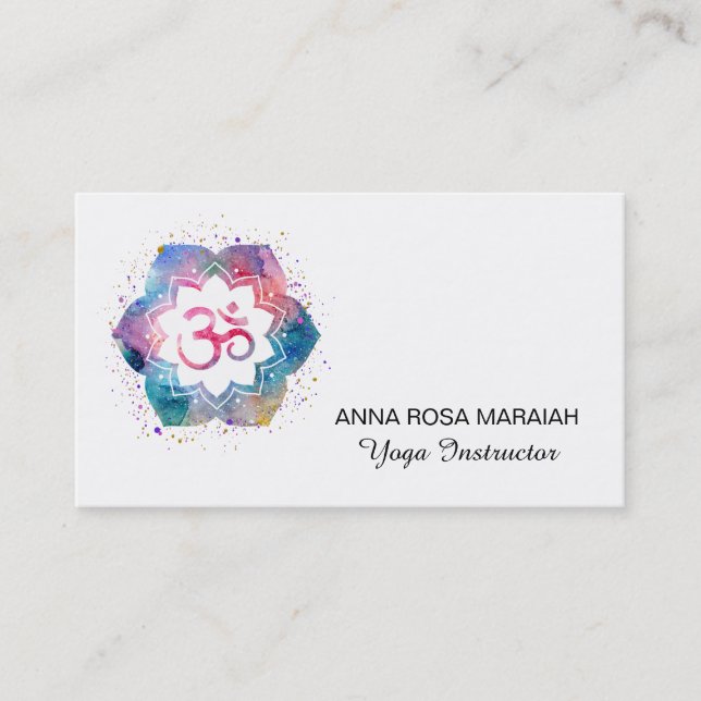 *~* Om Yoga Teacher Reiki Massage Mindfulness Business Card (Front)