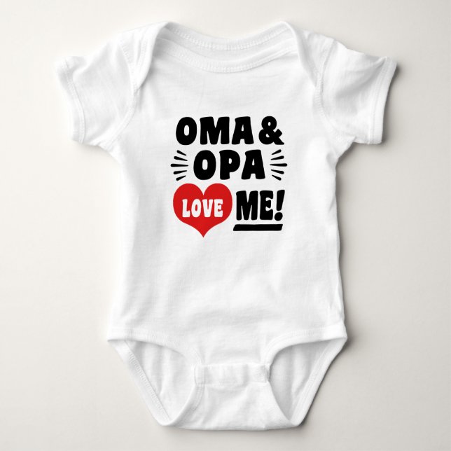Oma And Opa Love Me Baby Bodysuit (Front)
