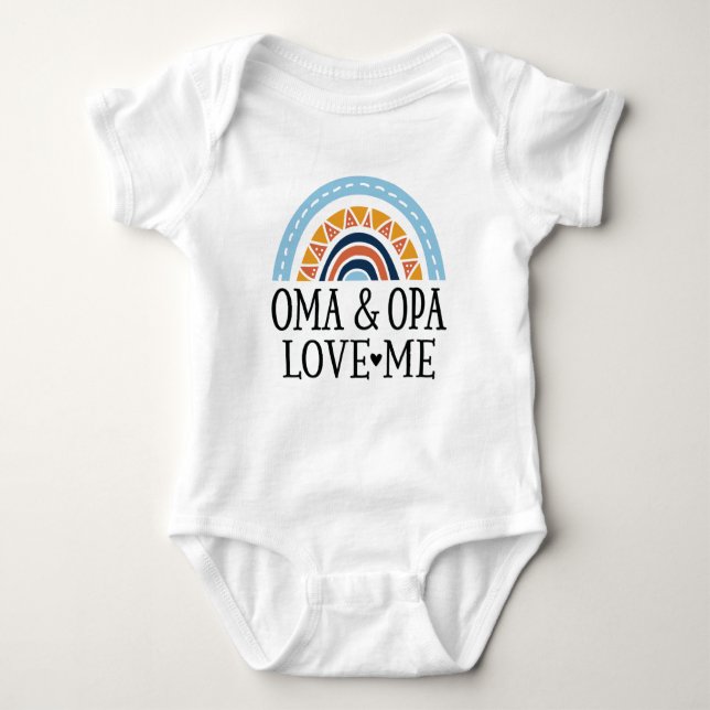 Oma and Opa Love Me rainbow Baby Bodysuit (Front)