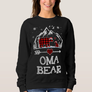 Oma Bear Christmas Pajama Red Plaid Buffalo Family Sweatshirt